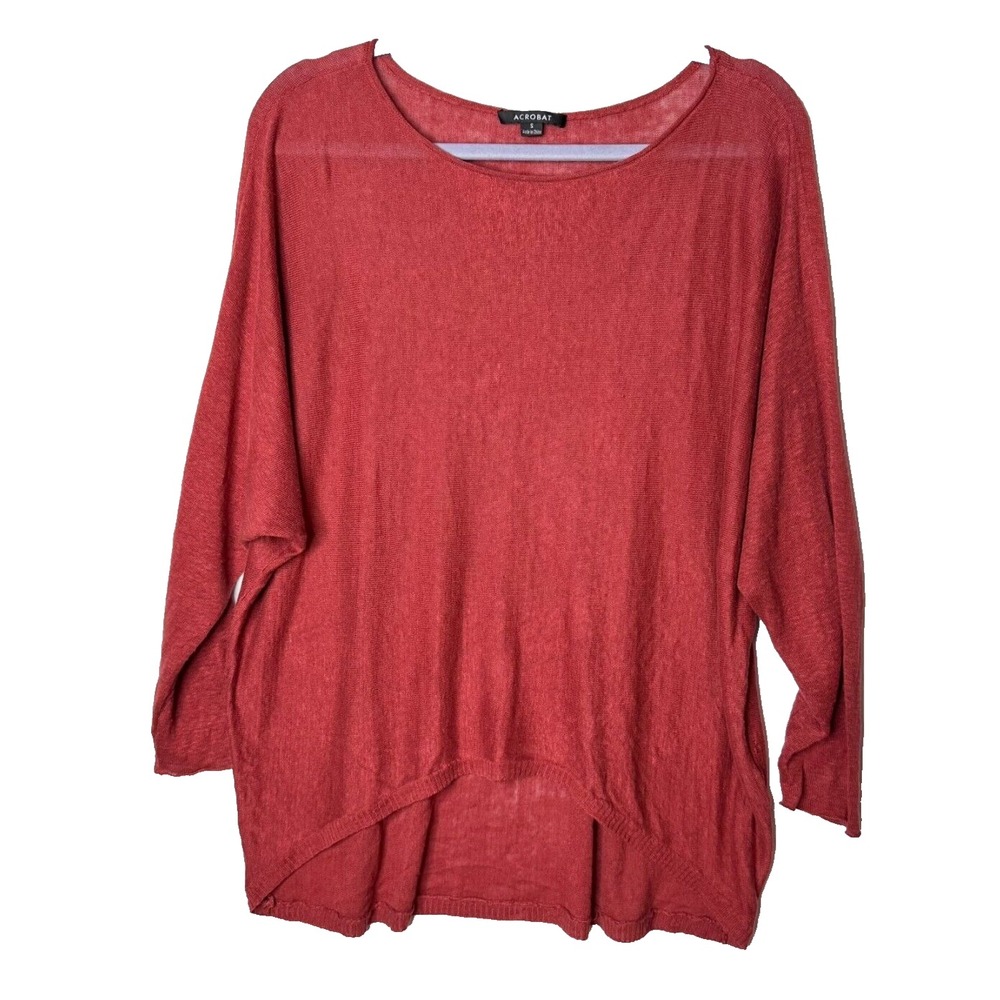 Acrobat Linen Top Sz S‎ Lightweight Summer Knit Lagenlook Minimalist Brick READ